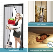 Myggenet til dør med smart magnetisk lukning - 120x210cm - Sort