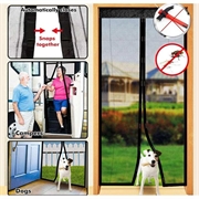 Myggenet til dør med smart magnetisk lukning - 120x210cm - Sort