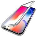 iPhone X Magnetisk Cover med Skærmbeskyttelse Hærdet Glas til Bagsiden - Grå