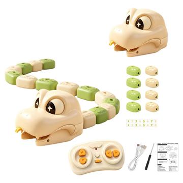 Magnetisk slange-fjernstyret legetøj - fjernbetjening, modulopbygget krop, 4 spiltilstande - beige