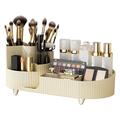 Makeup Organizer-opbevaringsbakke med roterende børsteholder - Beige