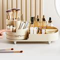 Makeup Organizer-opbevaringsbakke med roterende børsteholder - Beige