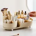 Makeup Organizer-opbevaringsbakke med roterende børsteholder - Beige