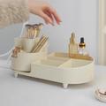 Makeup Organizer-opbevaringsbakke med roterende børsteholder - Beige