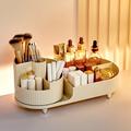 Makeup Organizer-opbevaringsbakke med roterende børsteholder - Beige