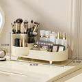 Makeup Organizer-opbevaringsbakke med roterende børsteholder - Beige