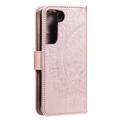 Samsung Galaxy S22 5G Mandala Series Pung Taske med Stativ - Pink