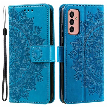 Samsung Galaxy A14/A14 5G Mandala Series Etui med Pung - Blå