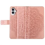 iPhone 16 Plus Mandala Series Etui med Pung - Rødguld