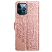 iPhone 16 Pro Mandala Series Etui med Pung - Rødguld