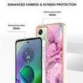Motorola Moto G54 Marmormønster Galvaniseret IMD TPU Cover - Blå / Pink