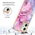 Motorola Moto G54 Marmormønster Galvaniseret IMD TPU Cover - Blå / Pink