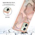 Motorola Moto G54 Marmormønster Galvaniseret IMD TPU Cover - Pink