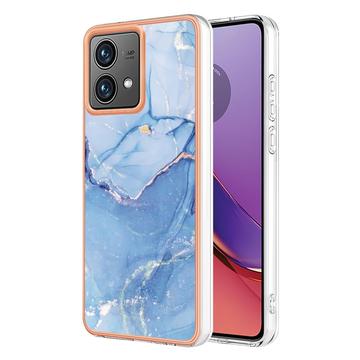 Motorola Moto G84 Marmormønster Galvaniseret IMD TPU Cover - Blå