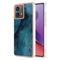 Motorola Moto G84 Marmormønster Galvaniseret IMD TPU Cover - Grøn