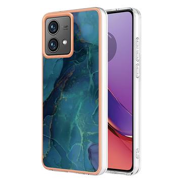Motorola Moto G84 Marmormønster Galvaniseret IMD TPU Cover - Grøn