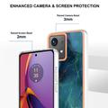 Motorola Moto G84 Marmormønster Galvaniseret IMD TPU Cover - Grøn