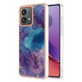 Motorola Moto G84 Marmormønster Galvaniseret IMD TPU Cover - Lilla