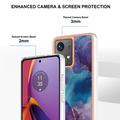 Motorola Moto G84 Marmormønster Galvaniseret IMD TPU Cover - Lilla
