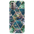 Marble Pattern Electroplated IMD Nokia G21/G11 Cover - Blå / Grøn