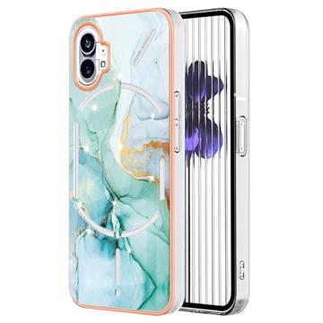 Marble Pattern Electroplated IMD Nothing Phone (1) TPU Cover - Grøn