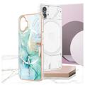 Marble Pattern Electroplated IMD Nothing Phone (1) TPU Cover - Grøn
