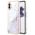 Marble Pattern Electroplated IMD Nothing Phone (1) TPU Cover - Hvid