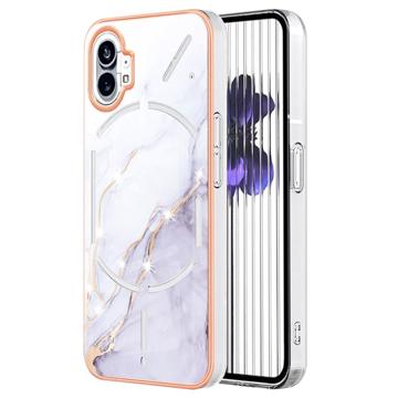 Marble Pattern Electroplated IMD Nothing Phone (1) TPU Cover - Hvid