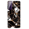 Marble Pattern Electroplated IMD Samsung Galaxy S21 FE 5G TPU Cover - Sort