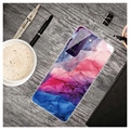 Marble Pattern Electroplated IMD Samsung Galaxy S21 FE 5G TPU Cover - Blå / Pink