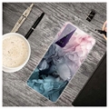 Marble Pattern Electroplated IMD Samsung Galaxy S21 FE 5G TPU Cover - Grå / Pink