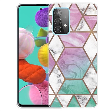 Marble Pattern Samsung Galaxy A32 (4G) TPU Cover - Pink / Cyan
