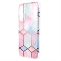 Marble Pattern Samsung Galaxy S22 5G TPU Cover - Pink / Cyan