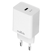 Maxlife MXTC-13 20W USB-C-oplader med PD/QC-hurtigopladning - hvid