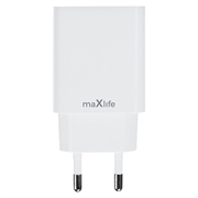 Maxlife MXTC-13 20W USB-C-oplader med PD/QC-hurtigopladning - hvid