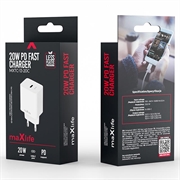 Maxlife MXTC-13 20W USB-C-oplader med PD/QC-hurtigopladning - hvid
