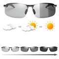 Fotokromiske Polariserede Solbriller med Metalramme til Mænd - Sort