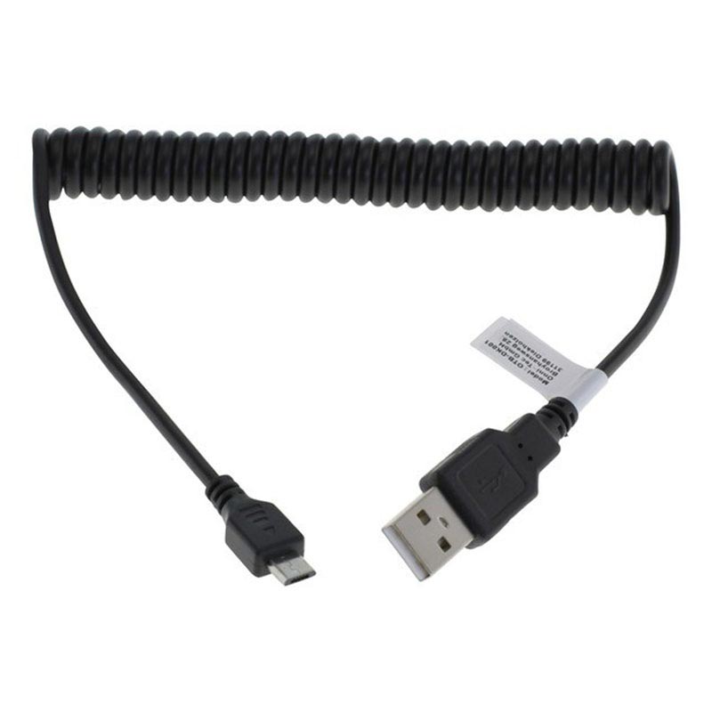 Micro USB Spiralkabel - Sort 0.5m-1.2m