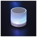 Mini Bluetooth-højtaler med Mikrofon & LED Lys A9 - Knækket Hvid