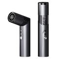 Mini-håndvifte i form af en læbestift med digitalt display og LED-lys - grå