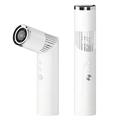 Mini-håndventilator i form af en læbestift med digitalt display og LED-lys - hvid