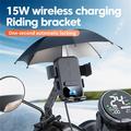 Telefonholder/trådløs oplader til motorcykel - 15W - Sort