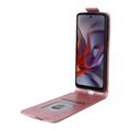 Motorola Edge (2025) lodret flip-etui med stativ - rosaguld
