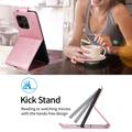 Motorola Edge (2025) lodret flip-etui med stativ - rosaguld