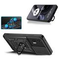 Motorola Edge 30 Neo Roterende Ring Hybrid Cover med Kameraskjold - Sort
