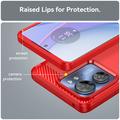 Motorola Edge 40 Børstet TPU Cover - Karbonfiber - Rød