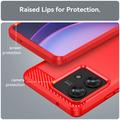 Motorola Edge 40 Neo Børstet TPU Cover - Karbonfiber - Rød