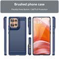 Motorola Edge 50 Børstet TPU Cover - Karbonfiber - Blå