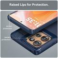 Motorola Edge 50 Børstet TPU Cover - Karbonfiber - Blå