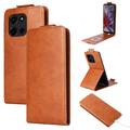 Motorola Edge 60 Fusion Vertikal Flip Taske med Kortholder - Brun